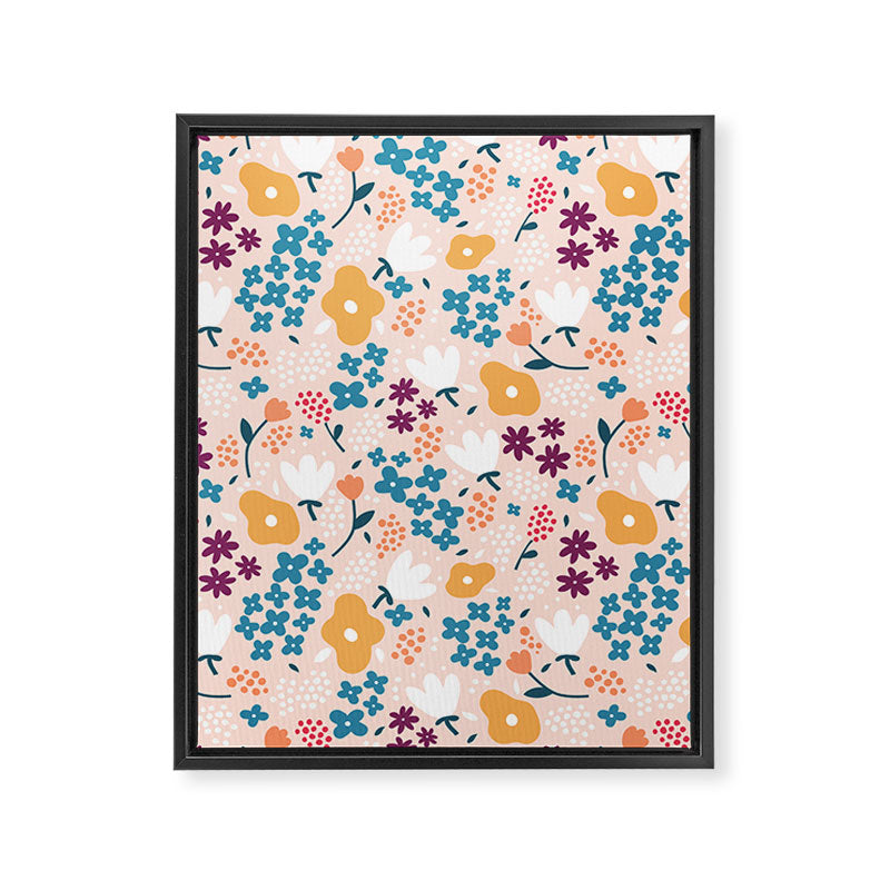 Tiny little flowers on pink background Framed Canvas Print Gallery Image 8