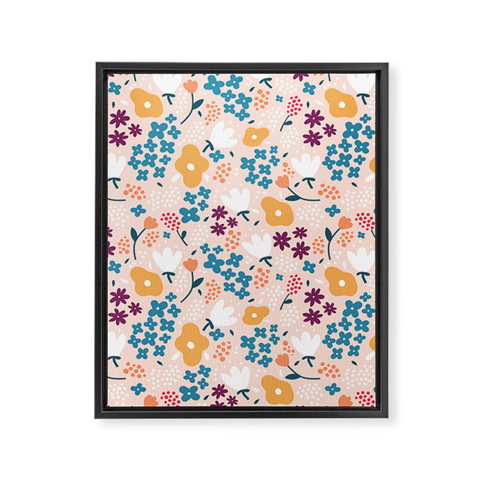 Tiny little flowers on pink background Framed Canvas Print Gallery Image 1