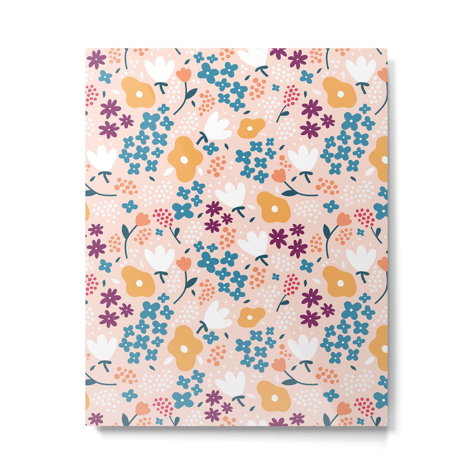 Tiny little flowers on pink background Metal Print Gallery Image 6