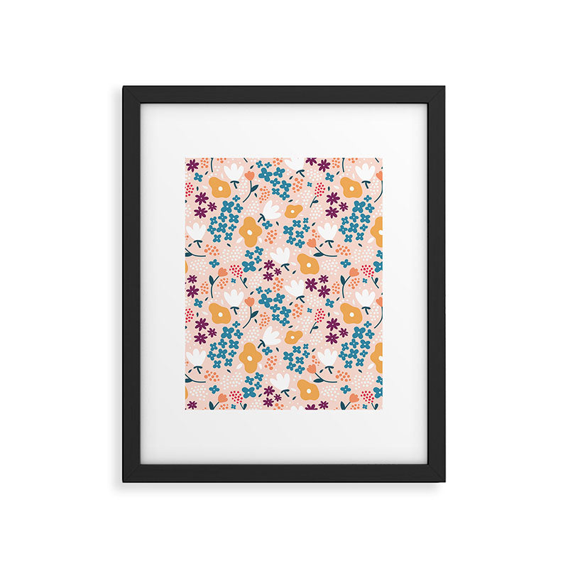 Tiny little flowers on pink background Framed Art Print Gallery Image 6