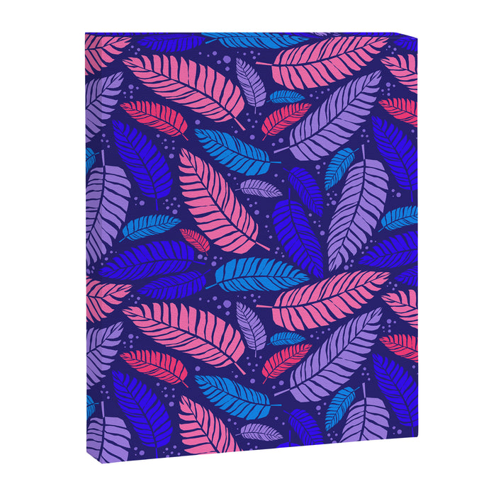 Tropical palm leaves in purple pink and blue Canvas Print Gallery Image 1