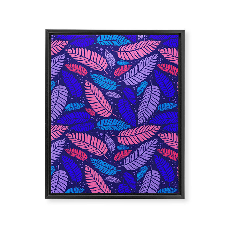Tropical palm leaves in purple pink and blue Framed Canvas Print Gallery Image 8