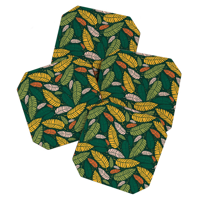Tropical palm leaves pattern Coaster Gallery Image 1