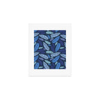 Tropical palm leaves pattern in blue Art Print Gallery Image 1