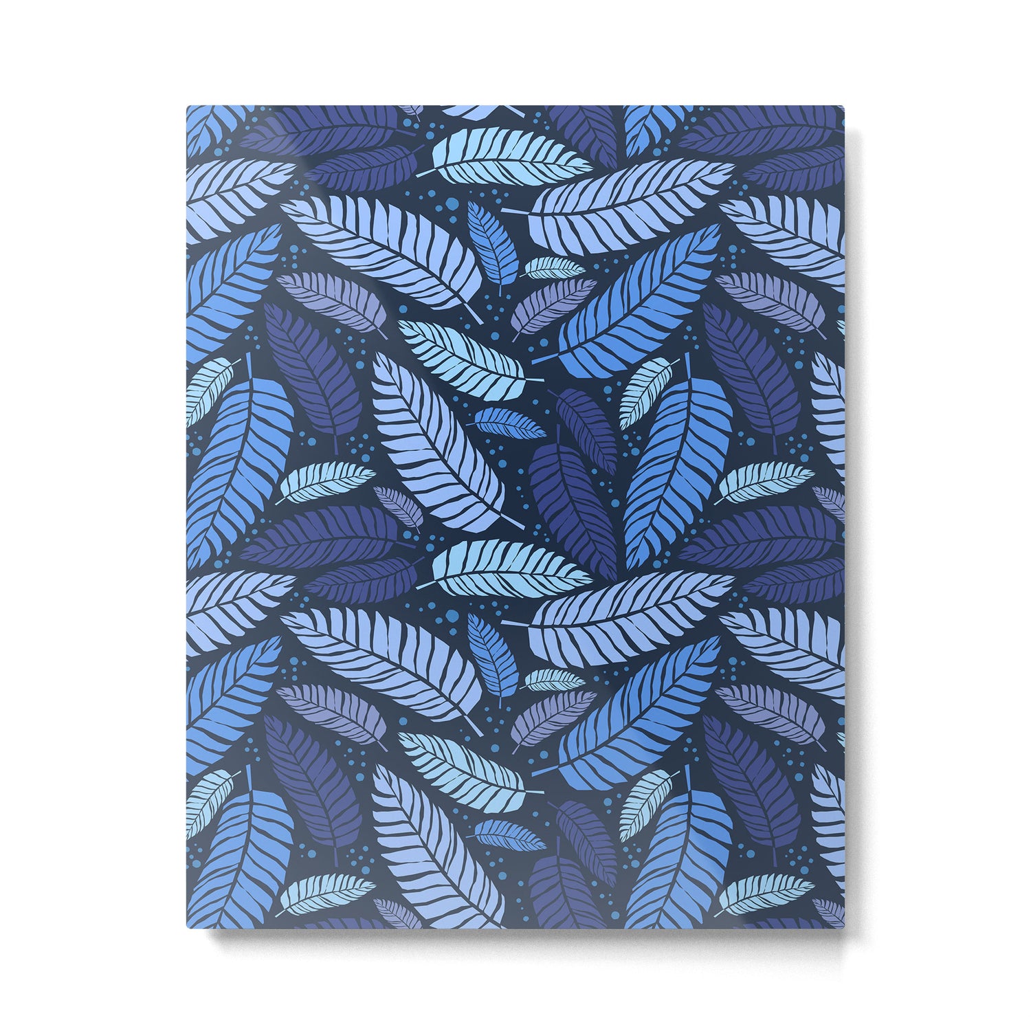 Tropical palm leaves pattern in blue Metal Print Gallery Image 6