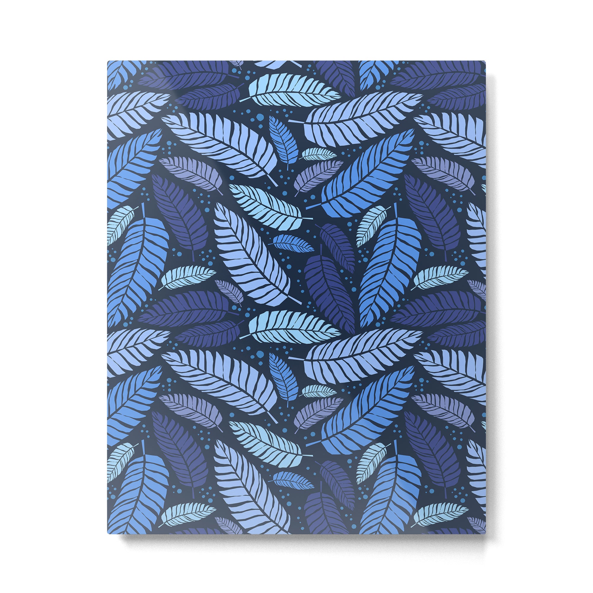Tropical palm leaves pattern in blue Metal Print Gallery Image 6