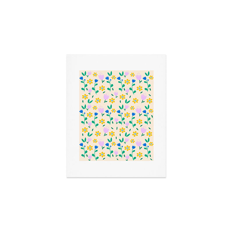 Vintage flowers pattern  Art Print Gallery Image 1