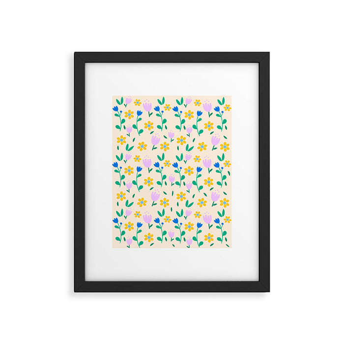 Vintage flowers pattern  Framed Art Print Gallery Image 1