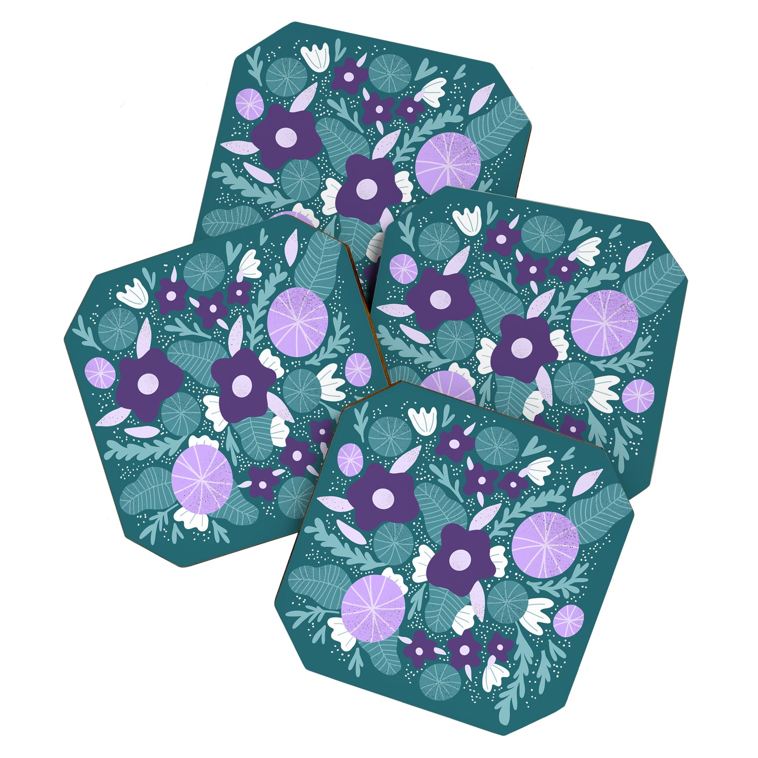 Violet and purple flowers Coaster Gallery Image 1