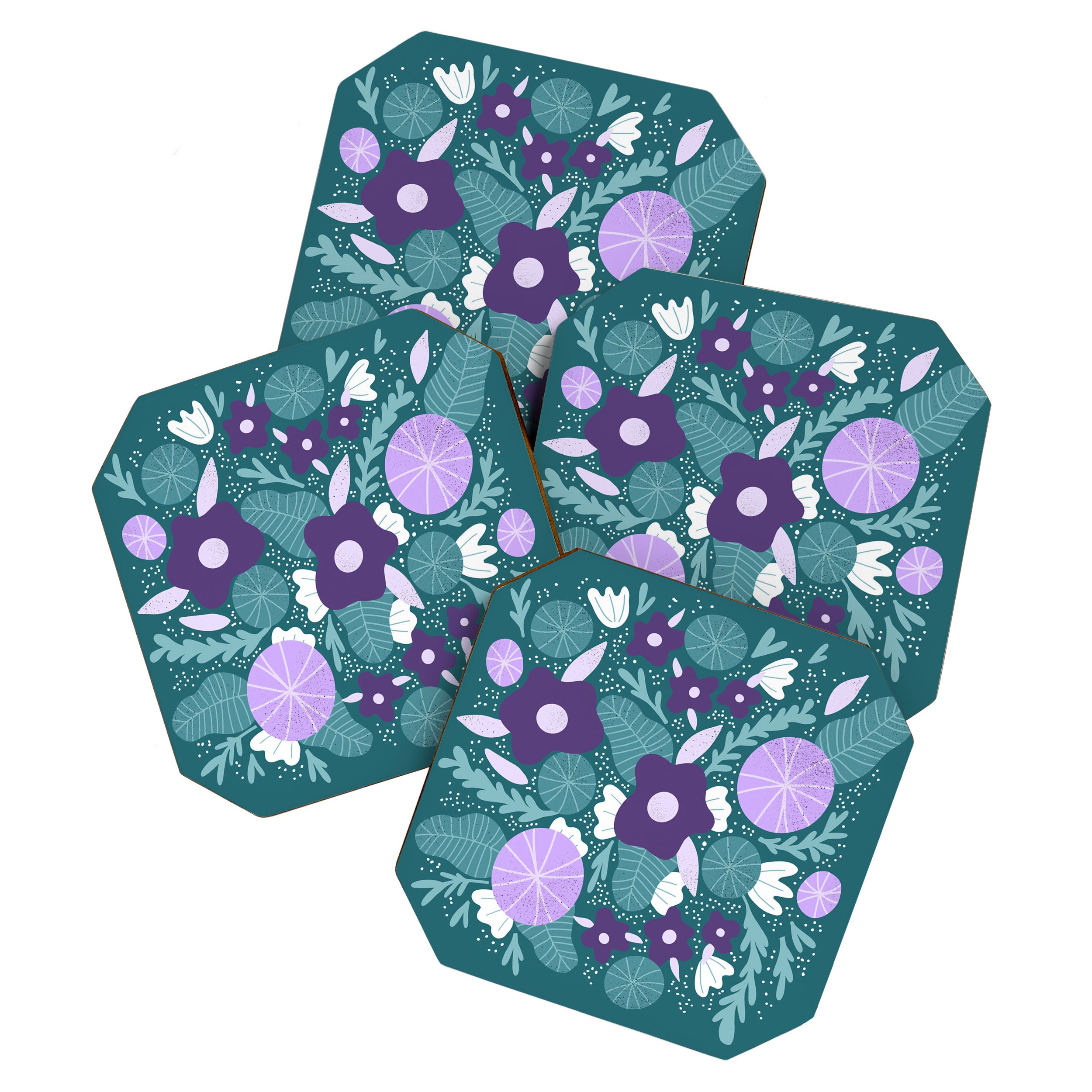 Violet and purple flowers Coaster Gallery Image 1