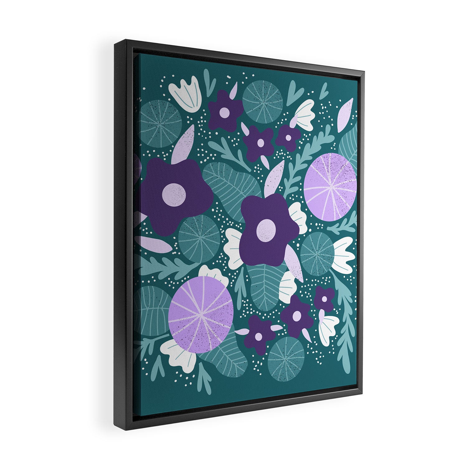 Violet and purple flowers Framed Canvas Print Gallery Image 2
