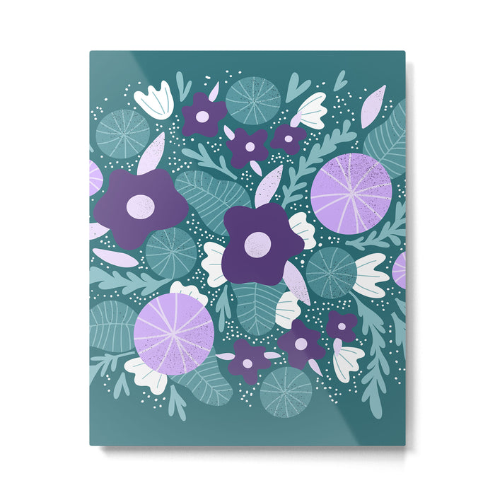 Violet and purple flowers Metal Print Gallery Image 1