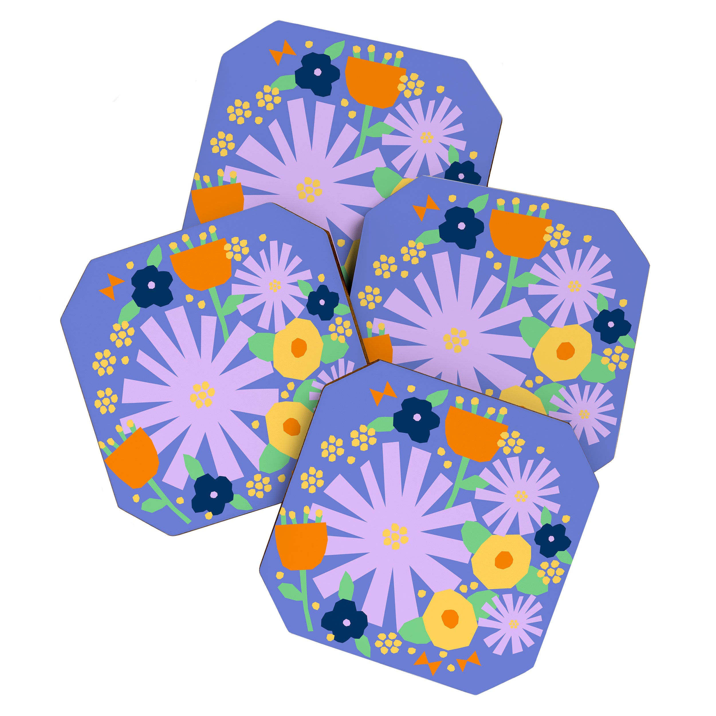Violet and yellow flowers Coaster Gallery Image 1