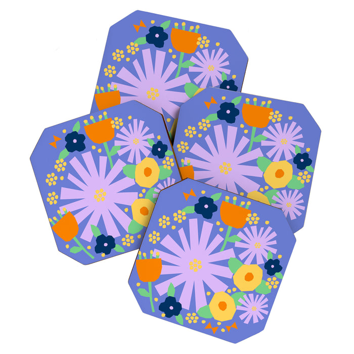 Violet and yellow flowers Coaster Gallery Image 1