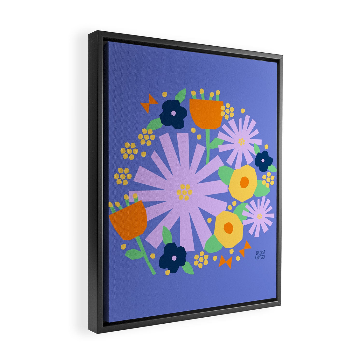 Violet and yellow flowers Framed Canvas Print Gallery Image 2