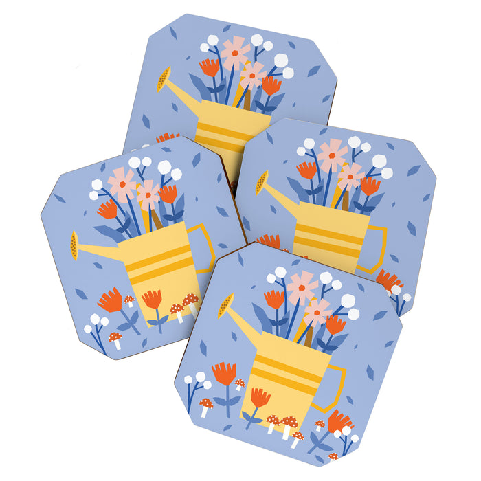 Watering can and flowers Coaster Gallery Image 1