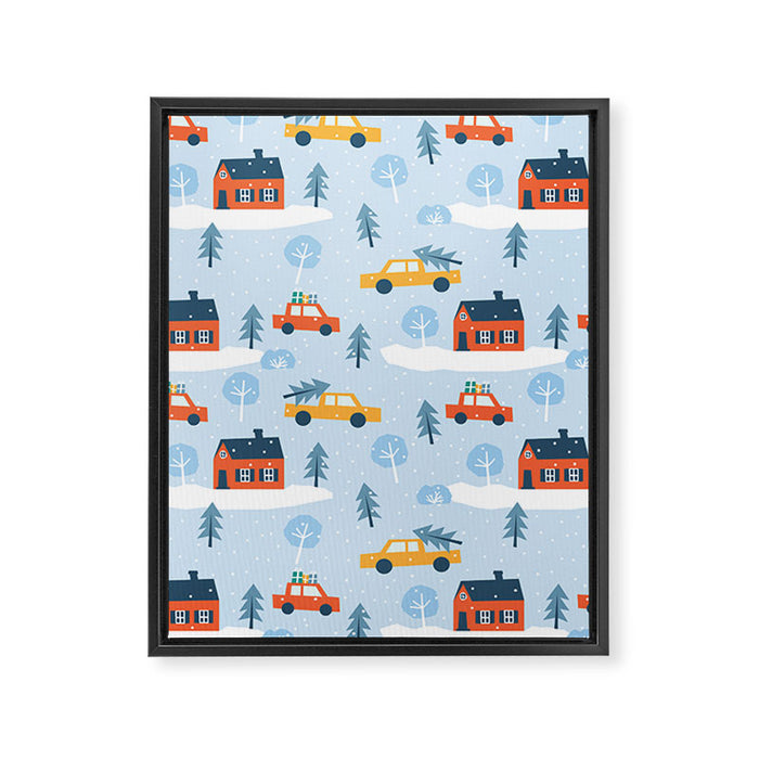 Winter village  Framed Canvas Print Gallery Image 1