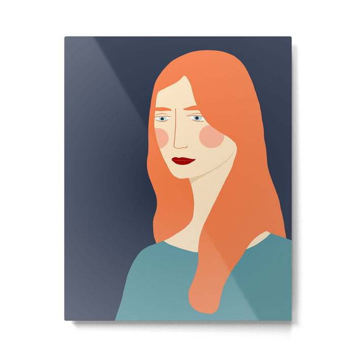 Woman with red hair Metal Print Gallery Image 1