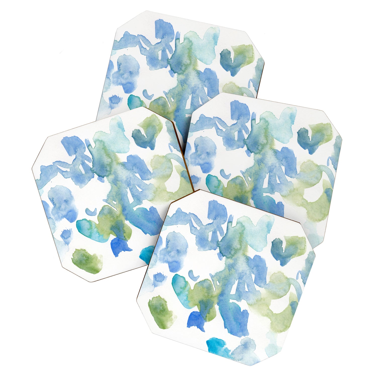 Abstract Art 180714 Abstract 16 Blue Green Watercolour | Watercolor Brush Strokes Coaster Gallery Image 1