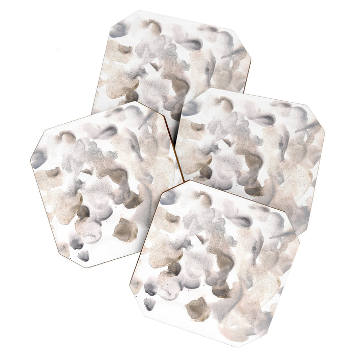 Abstract Art Grey Black Brown Abstract Watercolour 8| Watercolor Brush Strokes Coaster Gallery Image 1