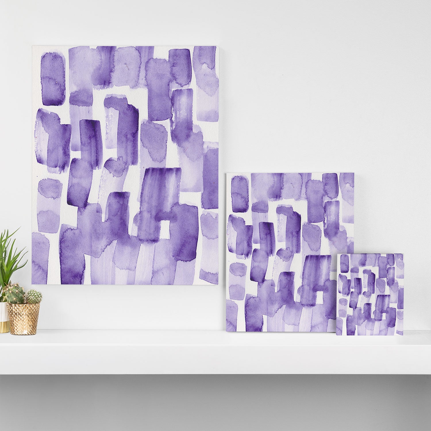 Purple Watercolour Patterns | 190129 Abstract Art Watercolour Canvas Print Gallery Image 3