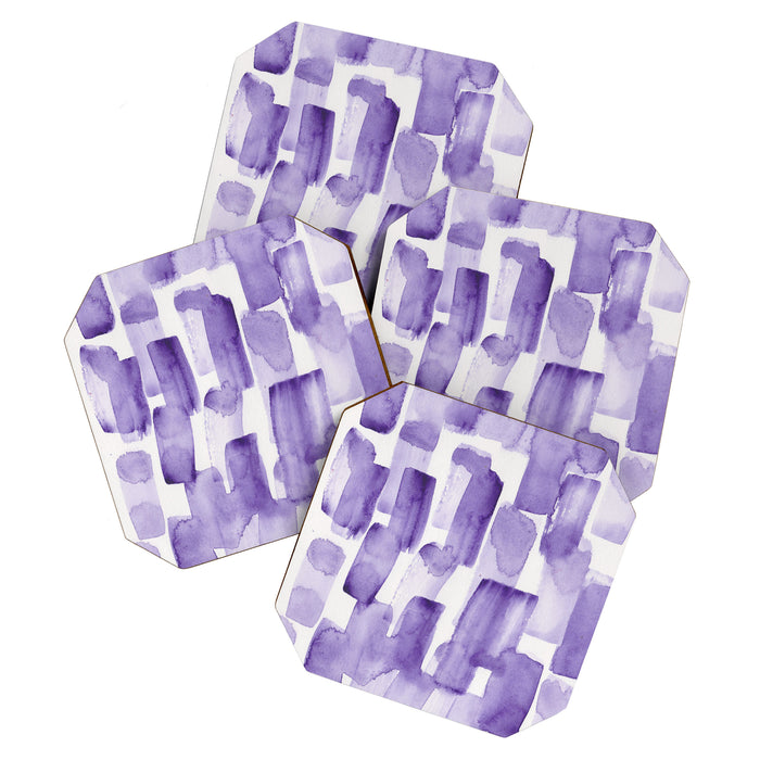 Purple Watercolour Patterns | 190129 Abstract Art Watercolour Coaster Gallery Image 1