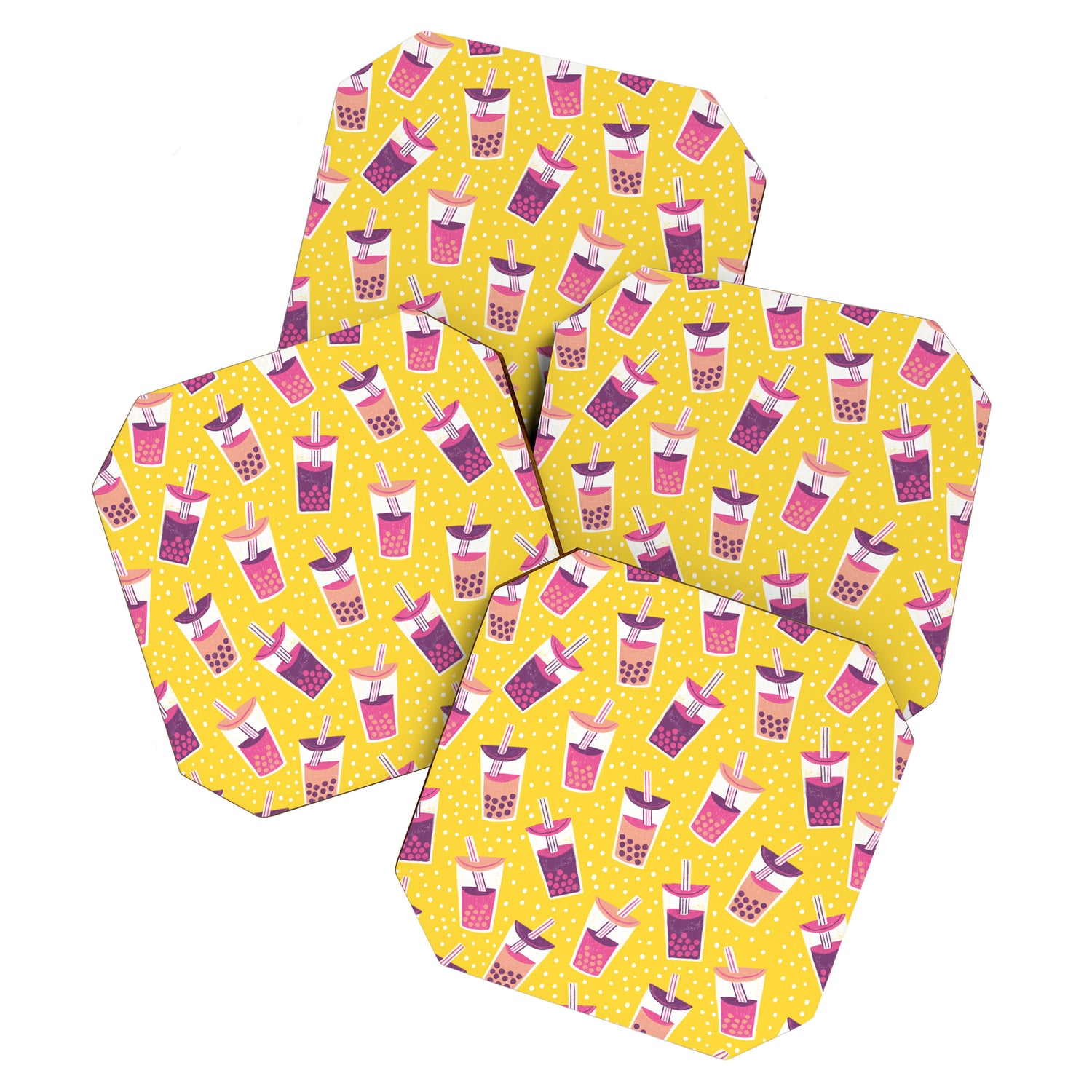 Bubble Tea Boba Pattern Coaster Gallery Image 1