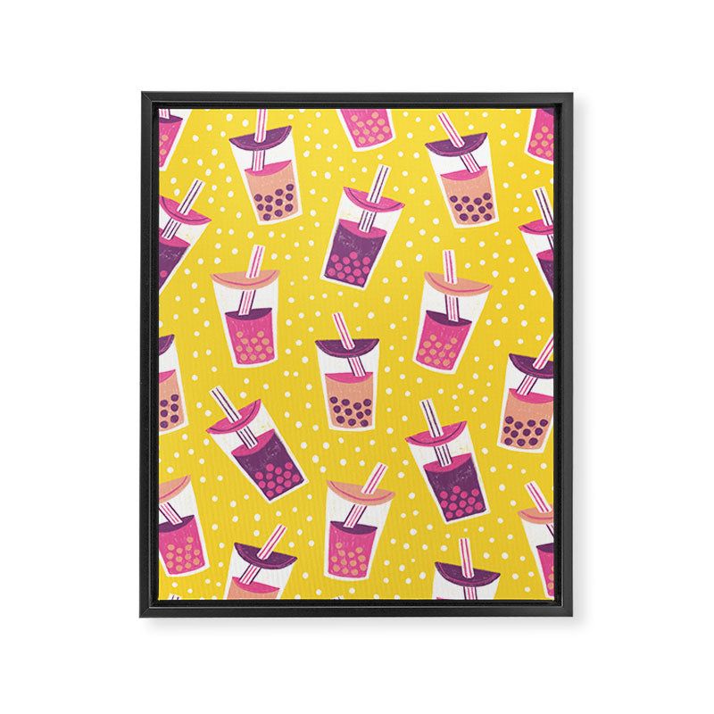 Bubble Tea Boba Pattern Framed Canvas Print Gallery Image 6