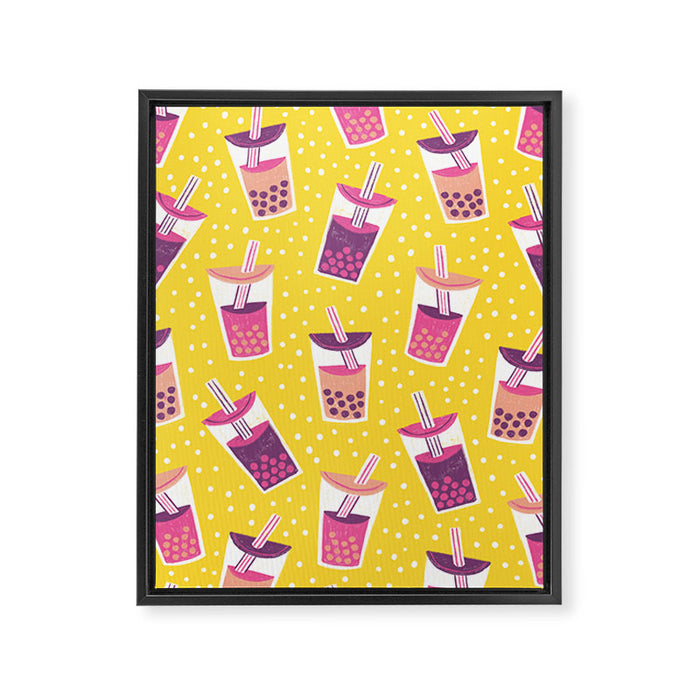 Bubble Tea Boba Pattern Framed Canvas Print Gallery Image 1