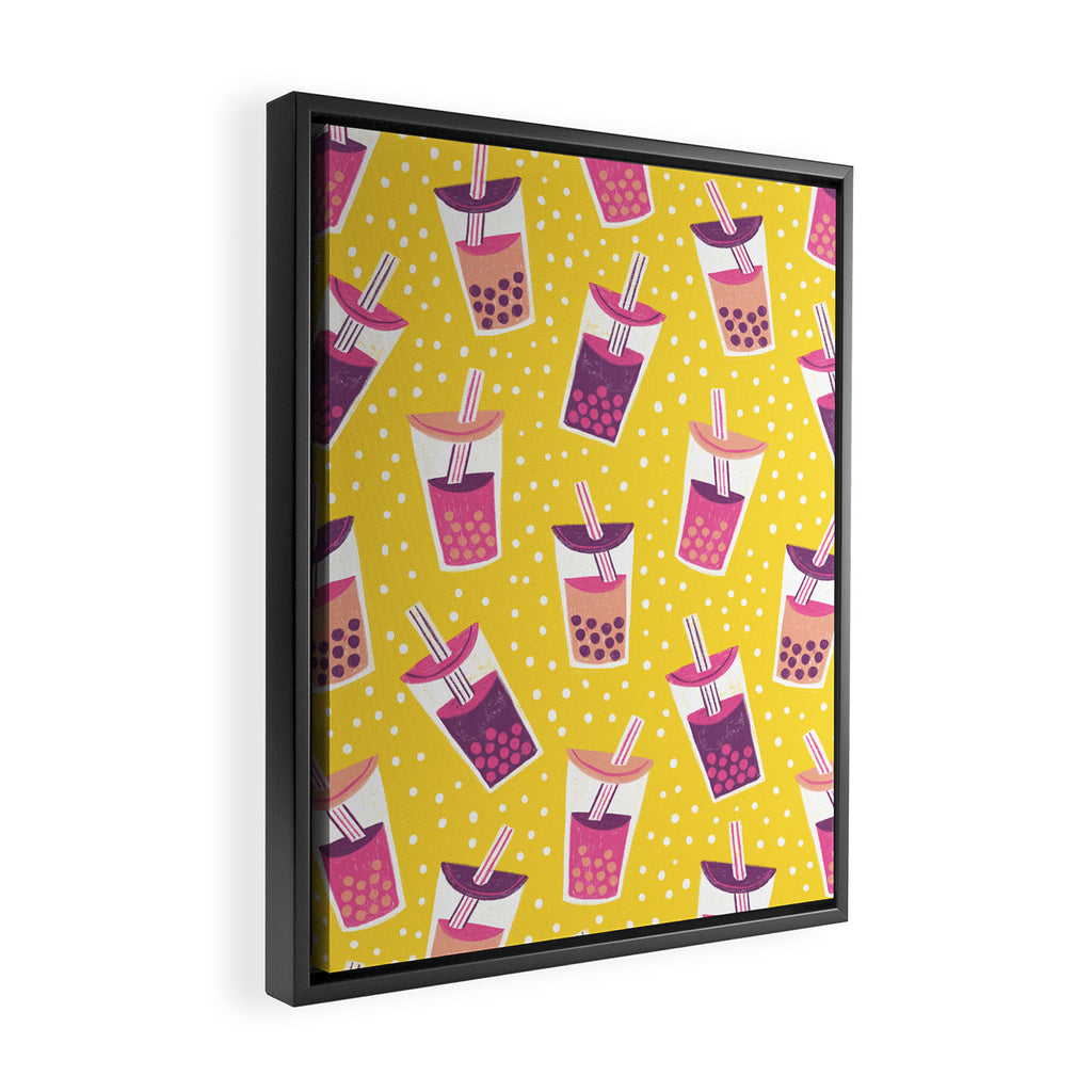 Bubble Tea Boba Pattern Framed Canvas Print Gallery Image 2