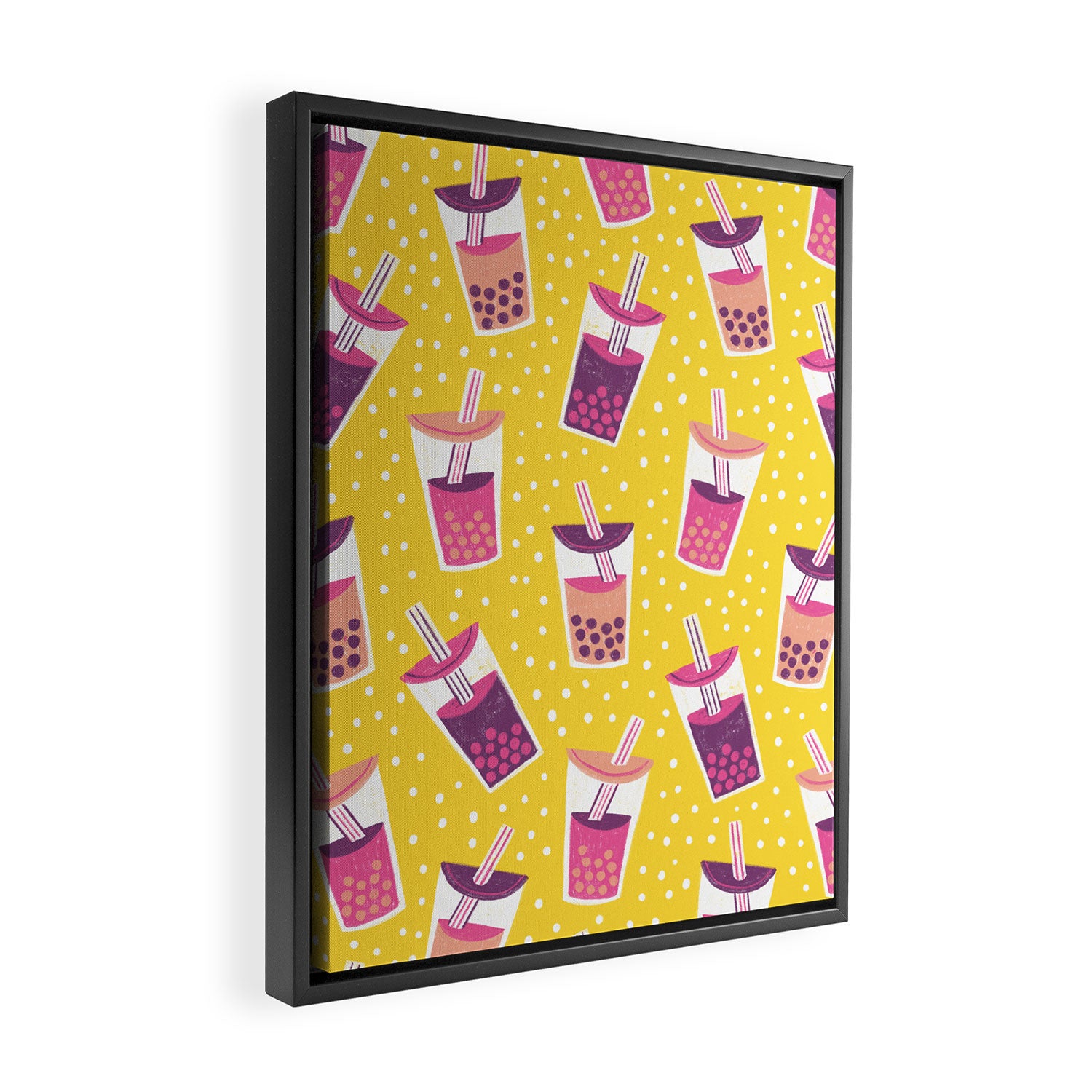 Bubble Tea Boba Pattern Framed Canvas Print Gallery Image 2
