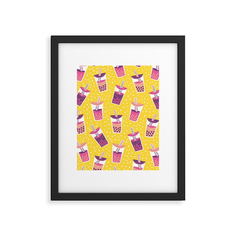 Bubble Tea Boba Pattern Framed Art Print Gallery Image 5