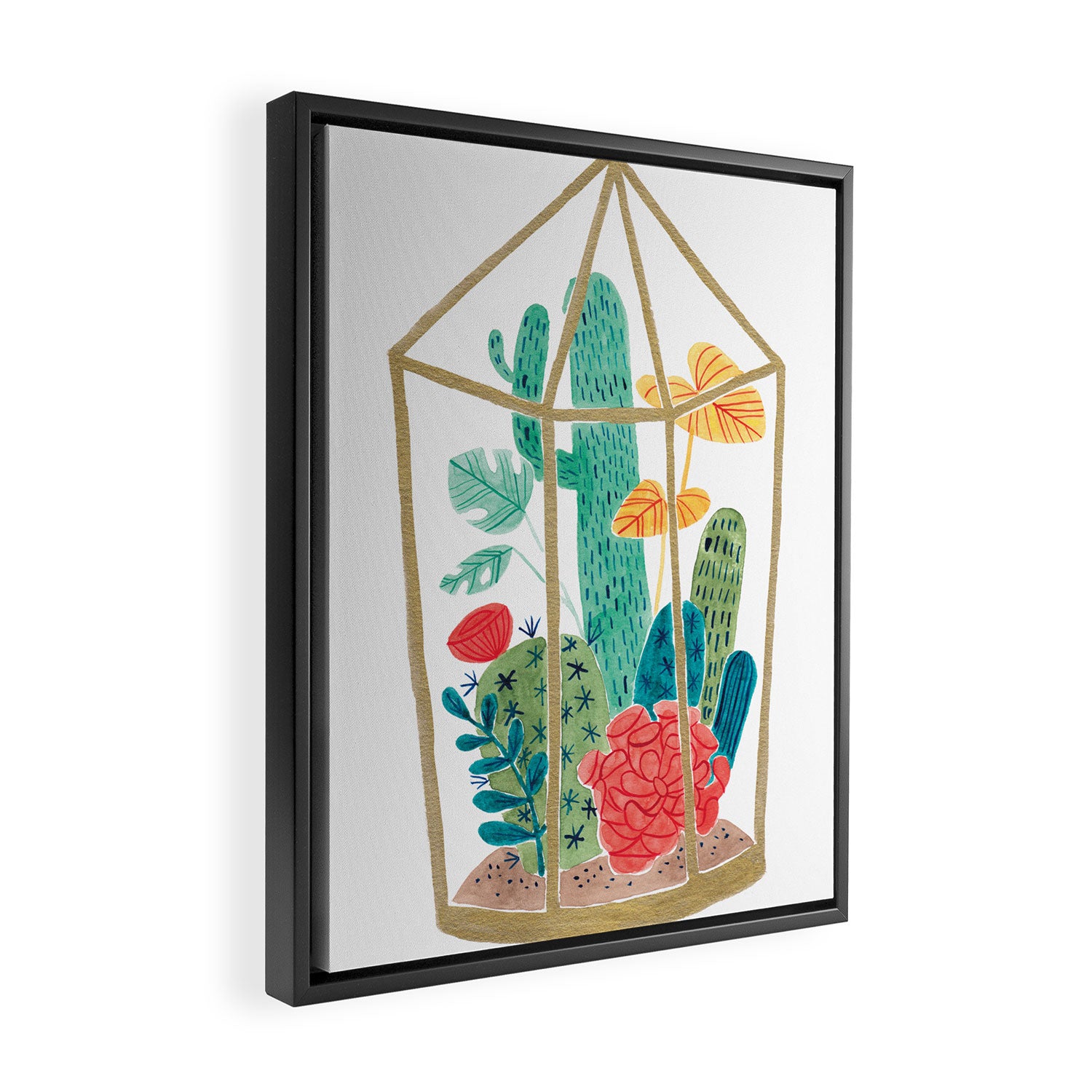 Cactus Terrarium Framed Canvas Print Gallery Image 2