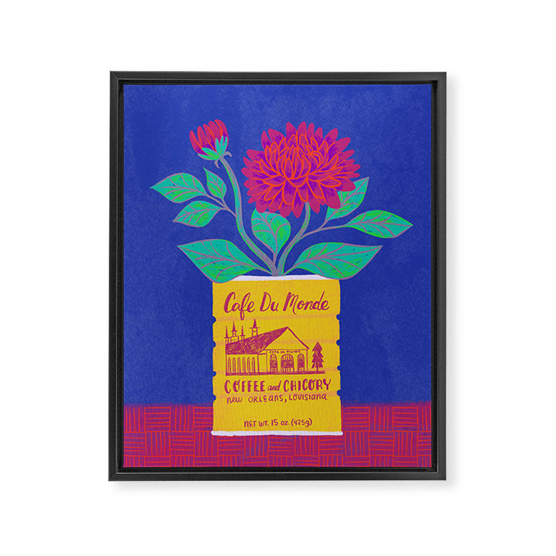 Cafe Du Monde Floral Bouquet Framed Canvas Print Gallery Image 8
