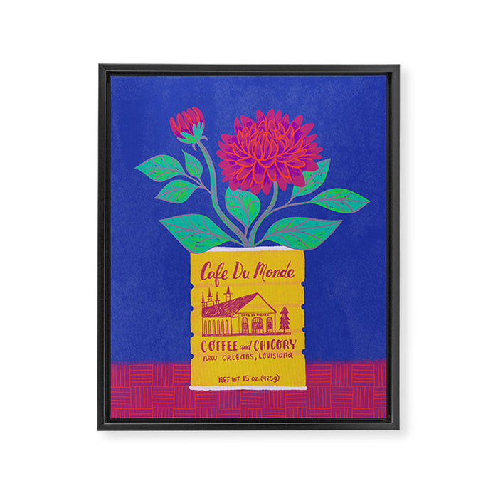 Cafe Du Monde Floral Bouquet Framed Canvas Print Gallery Image 1