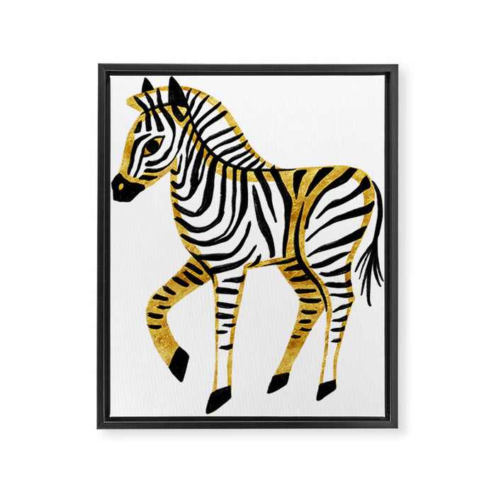 Gold Zebra Framed Canvas Print Gallery Image 1