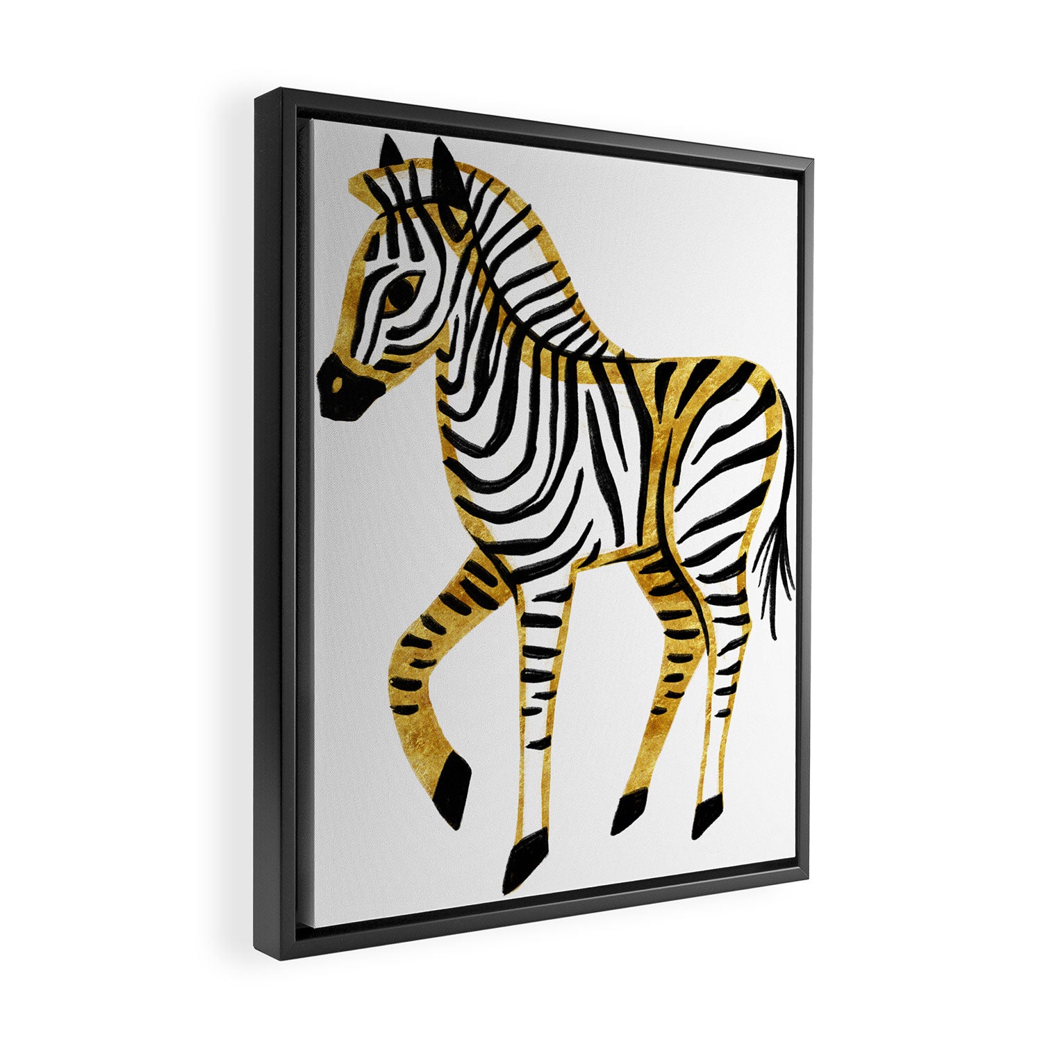 Gold Zebra Framed Canvas Print Gallery Image 2