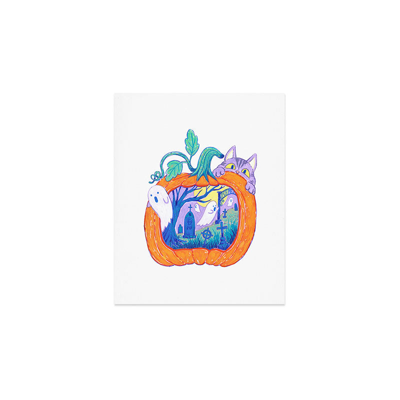 Halloween Pumpkin Graveyard Art Print Gallery Image 1