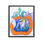 Halloween Pumpkin Graveyard Framed Canvas Print Gallery Image 8