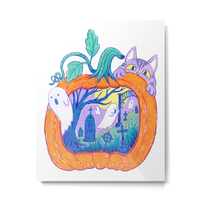 Halloween Pumpkin Graveyard Metal Print Gallery Image 1