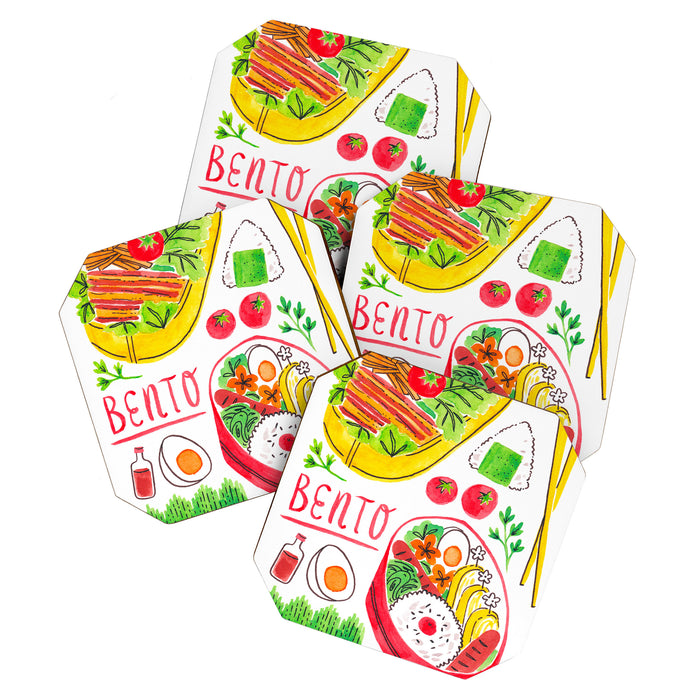 Japanese Bento Rice Lunch Box with Chopsticks & Onigiri Coaster Gallery Image 1