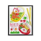 Japanese Bento Rice Lunch Box with Chopsticks & Onigiri Framed Canvas Print Gallery Image 6