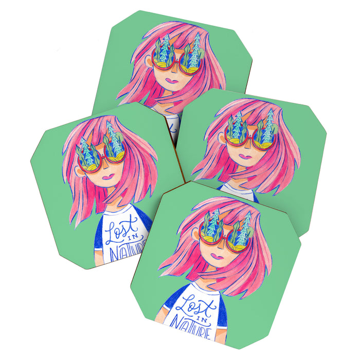 Lost in Nature Girl Portrait Coaster Gallery Image 1