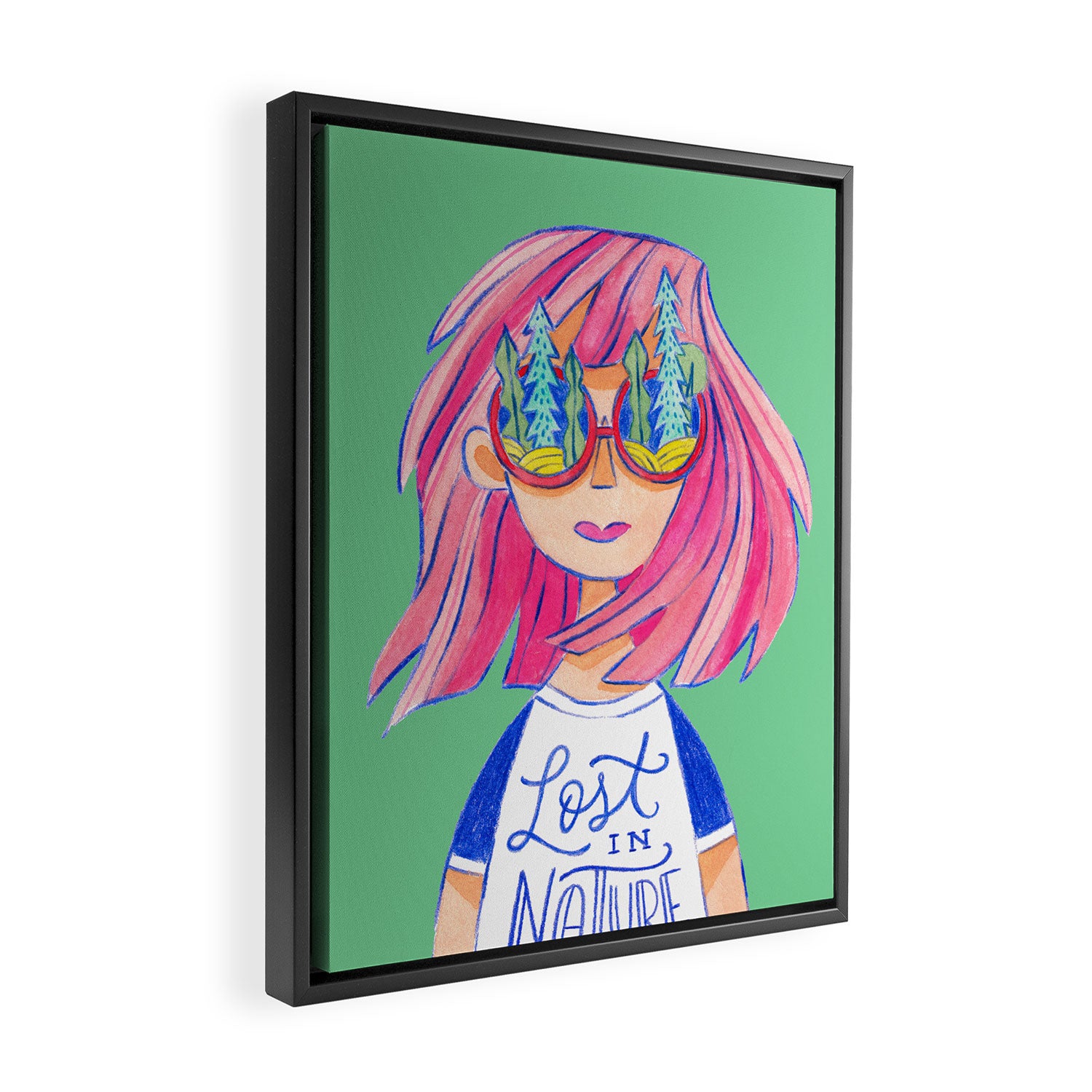 Lost in Nature Girl Portrait Framed Canvas Print Gallery Image 2