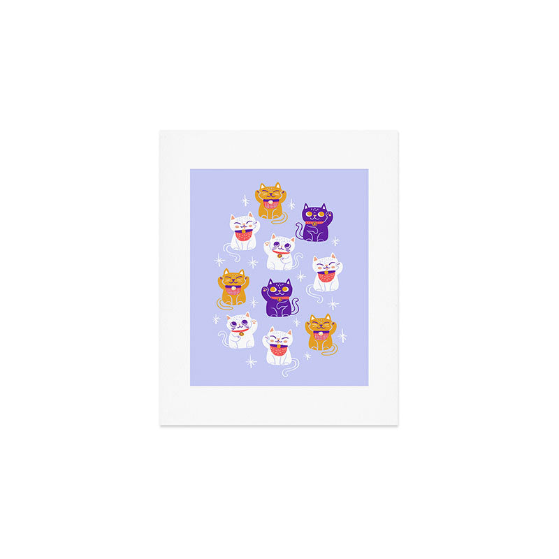 Lucky Waving Kitty Cat Maneki Neko Art Print Gallery Image 1