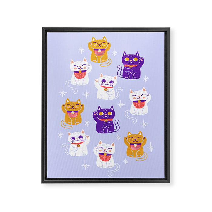 Lucky Waving Kitty Cat Maneki Neko Framed Canvas Print Gallery Image 1