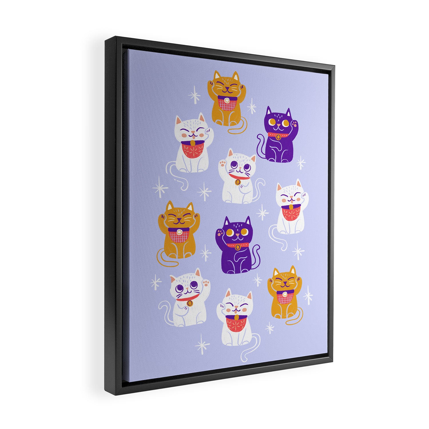Lucky Waving Kitty Cat Maneki Neko Framed Canvas Print Gallery Image 2