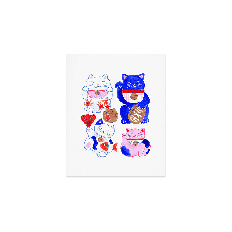 Maneki Neko Lucky Cats Art Print Gallery Image 1