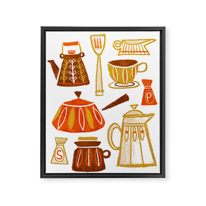 Mid Century Modern Kitchen Framed Canvas Print Gallery Image 1