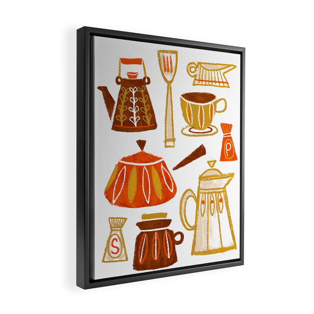 Mid Century Modern Kitchen Framed Canvas Print Gallery Image 2
